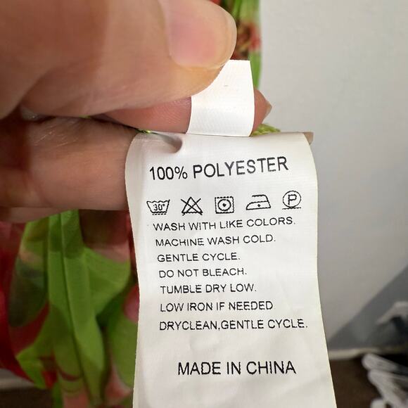 Green Floral Strapless Backless Sheer Mesh Side Slit Maxi Dress Sz S - Picture 6 of 12